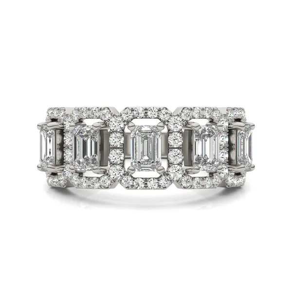 Emerald Five-Stone Halo Ring