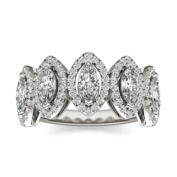 Marquise Five-Stone Halo Ring