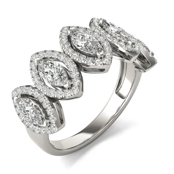 Marquise Five-Stone Halo Ring