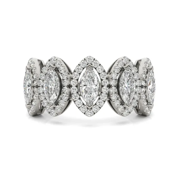 Marquise Five-Stone Halo Ring