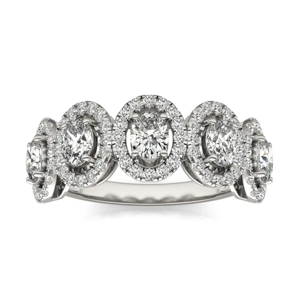 Oval Five-Stone Halo Ring