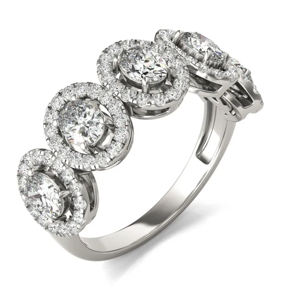 Oval Five-Stone Halo Ring