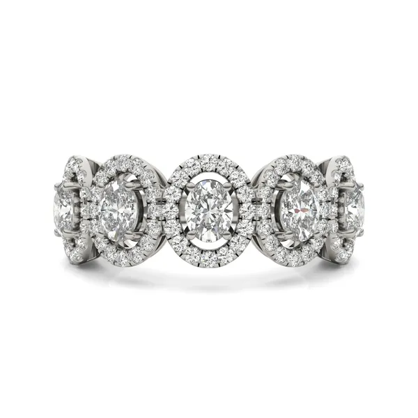 Oval Five-Stone Halo Ring