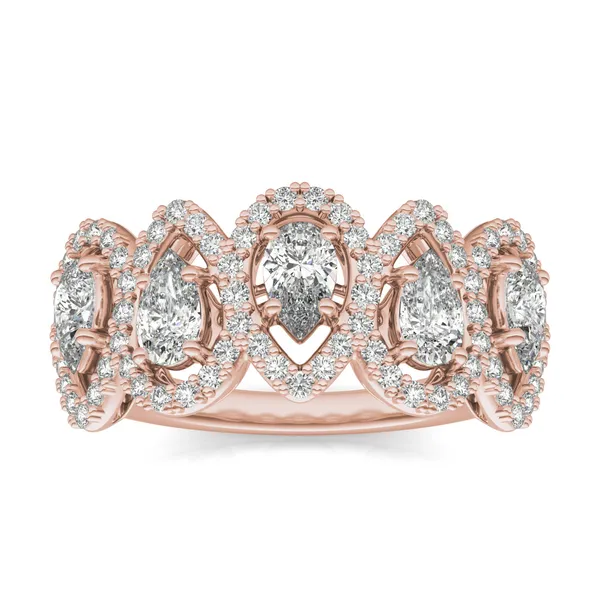 Pear Five-Stone Halo Ring