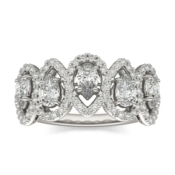 Pear Five-Stone Halo Ring