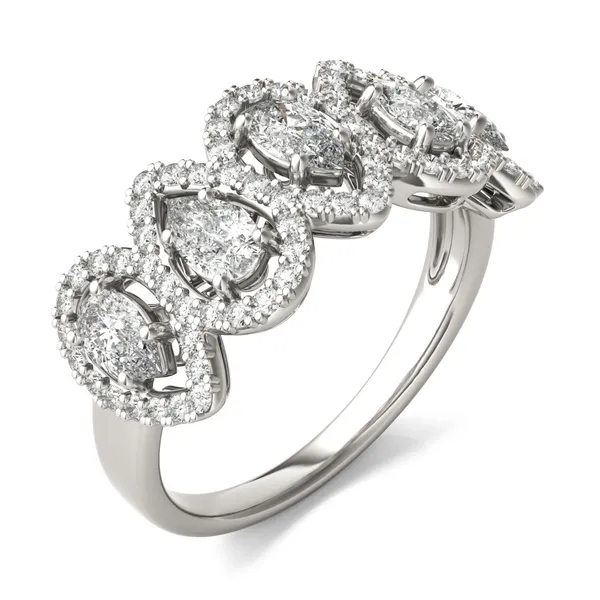 Pear Five-Stone Halo Ring