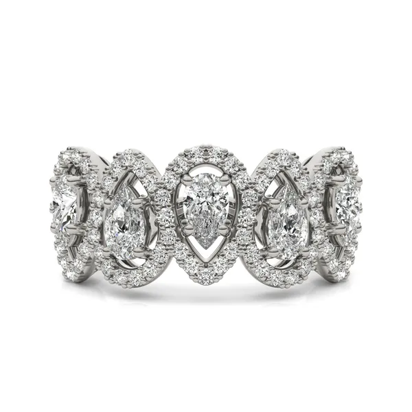 Pear Five-Stone Halo Ring