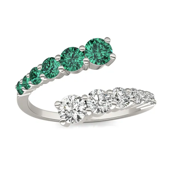 Graduated Open Wrap Emerald Ring