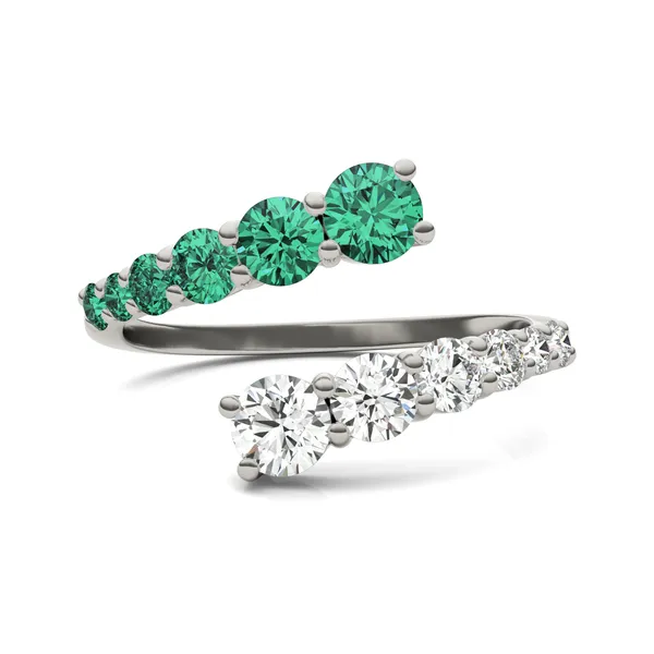 Graduated Open Wrap Emerald Ring