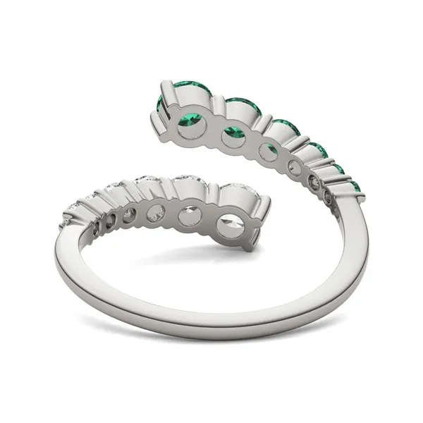 Graduated Open Wrap Emerald Ring