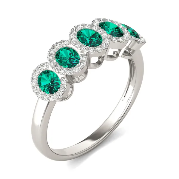 Emerald Five-Stone Halo Ring