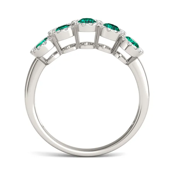 Emerald Five-Stone Halo Ring