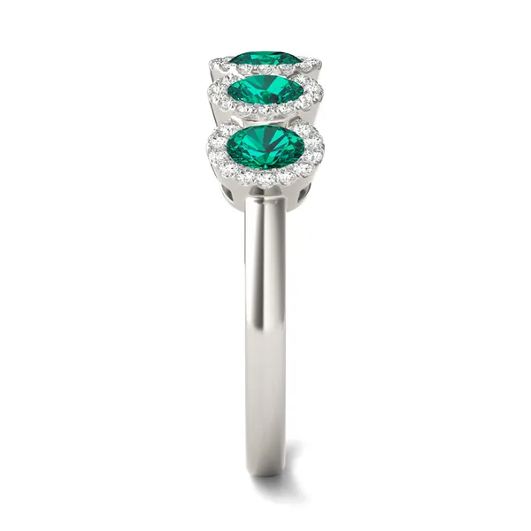 Emerald Five-Stone Halo Ring