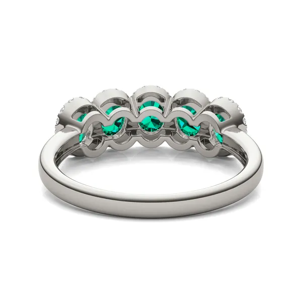 Emerald Five-Stone Halo Ring