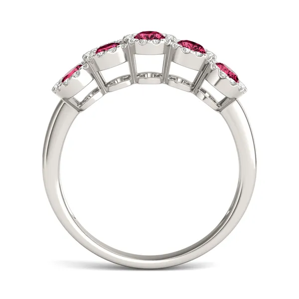 Ruby Five-Stone Halo Ring