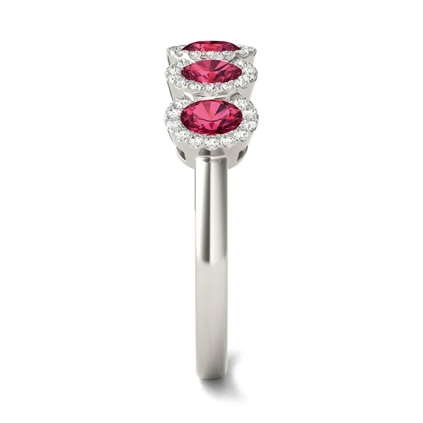 Ruby Five-Stone Halo Ring