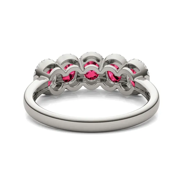 Ruby Five-Stone Halo Ring