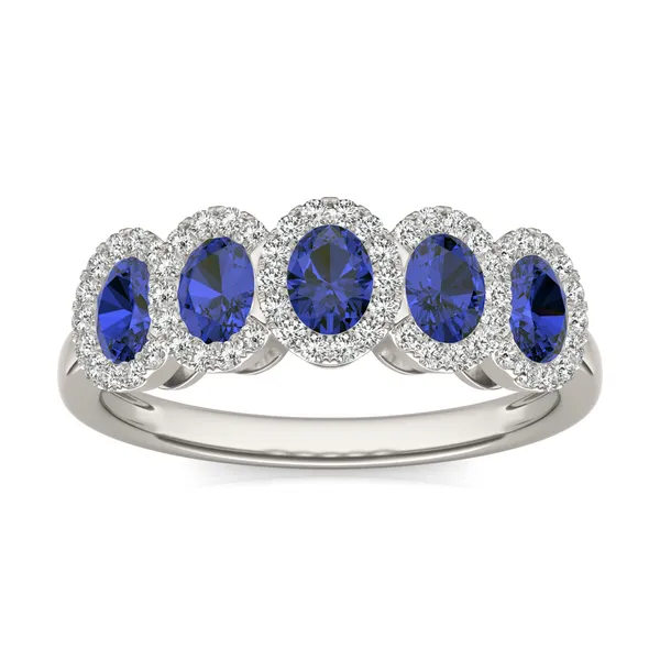 Sapphire Five-Stone Halo Ring