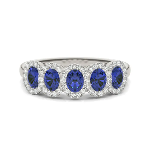 Sapphire Five-Stone Halo Ring