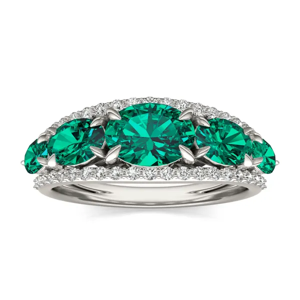 Emerald Victoria Accented Ring