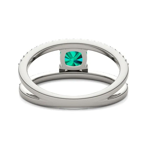 Cushion Split Shank Emerald Ring