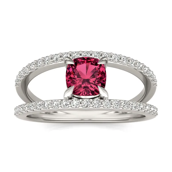Cushion Split Shank Ruby Ring