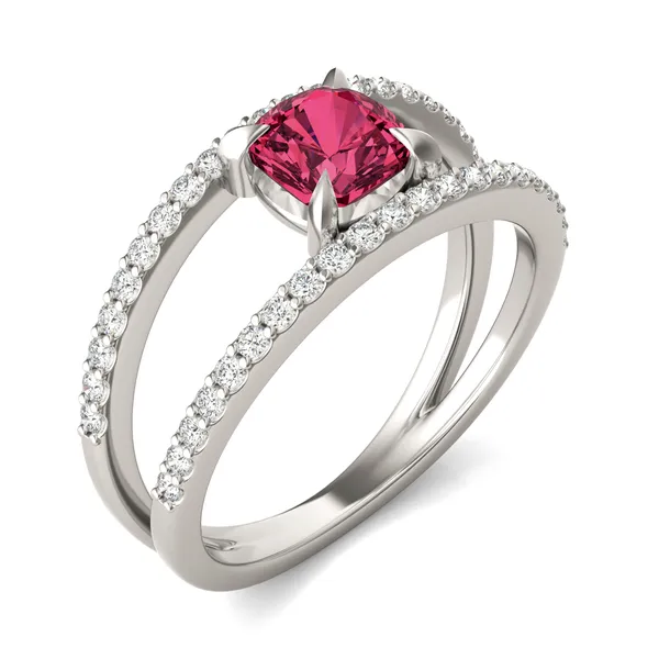 Cushion Split Shank Ruby Ring