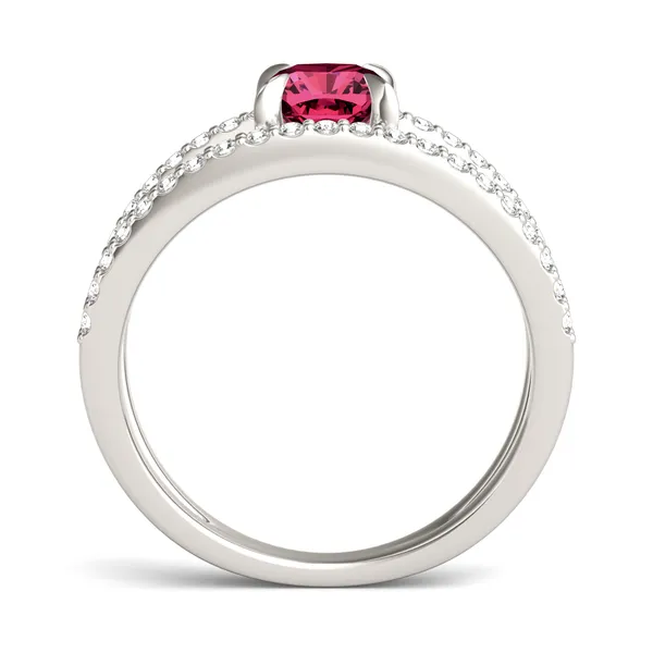 Cushion Split Shank Ruby Ring