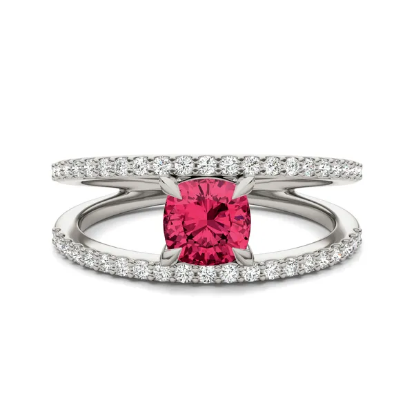 Cushion Split Shank Ruby Ring