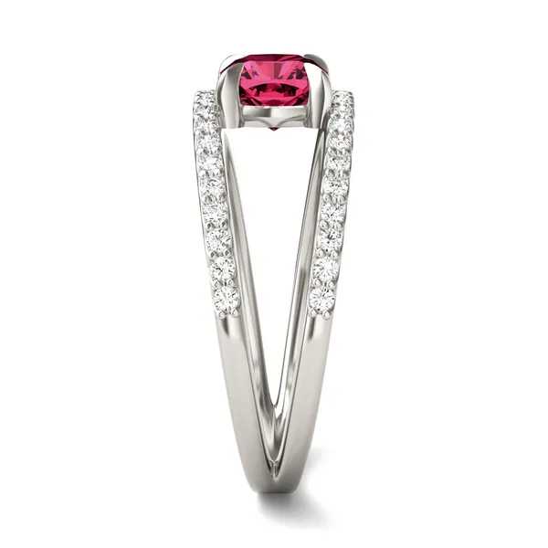 Cushion Split Shank Ruby Ring