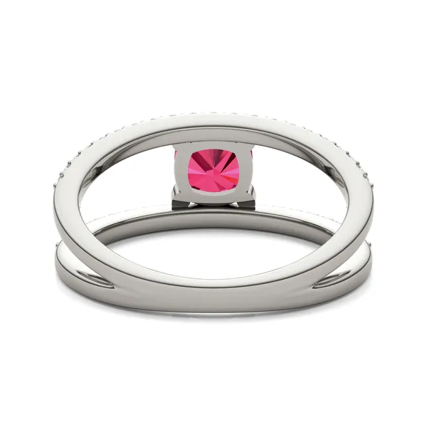 Cushion Split Shank Ruby Ring