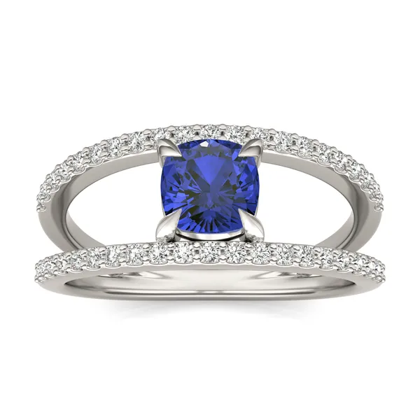 Cushion Split Shank Sapphire Ring