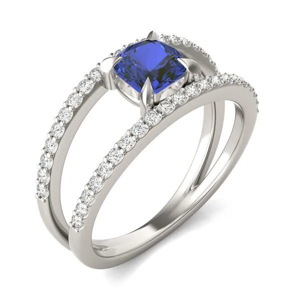 Cushion Split Shank Sapphire Ring