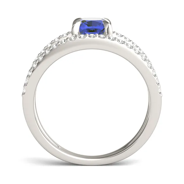 Cushion Split Shank Sapphire Ring