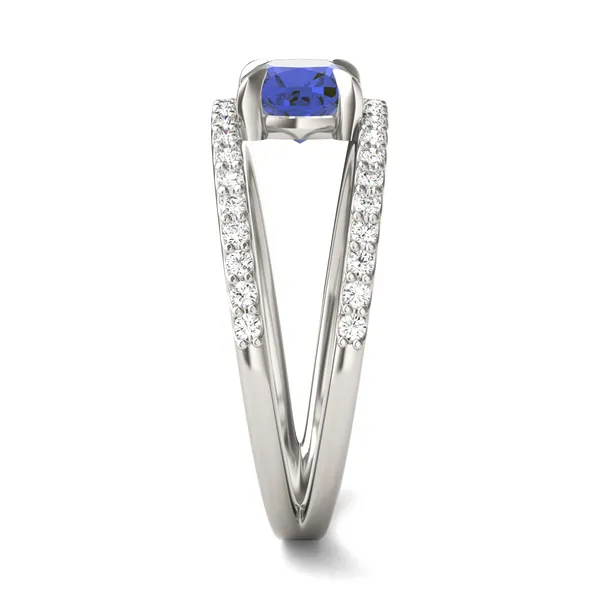 Cushion Split Shank Sapphire Ring