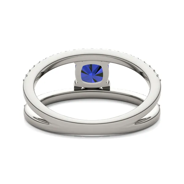 Cushion Split Shank Sapphire Ring