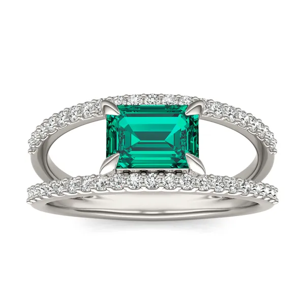 Emerald Split Shank Emerald Ring