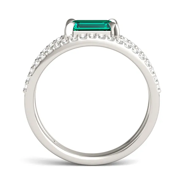 Emerald Split Shank Emerald Ring