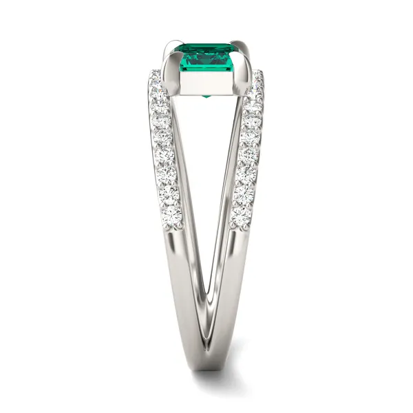 Emerald Split Shank Emerald Ring
