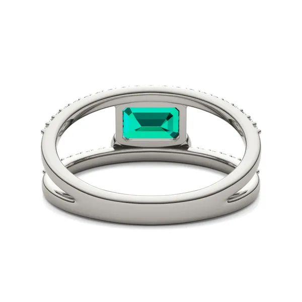 Emerald Split Shank Emerald Ring