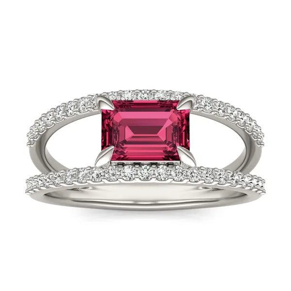 Emerald Split Shank Ruby Ring
