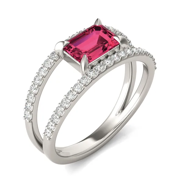 Emerald Split Shank Ruby Ring