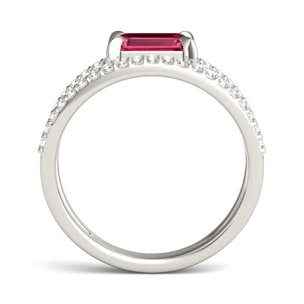 Emerald Split Shank Ruby Ring