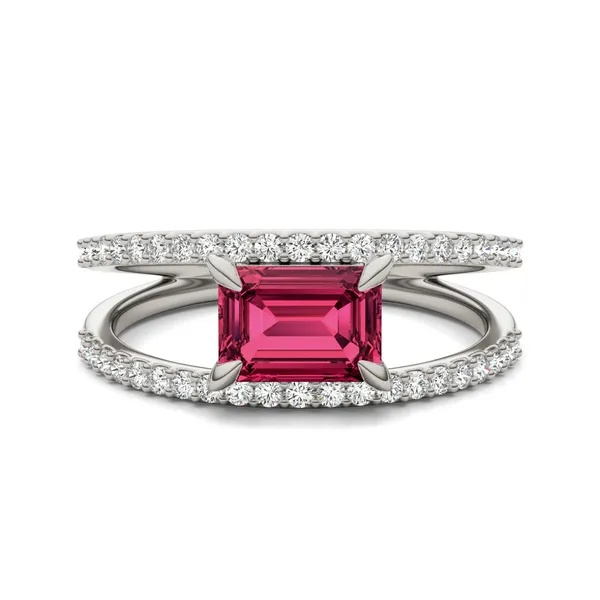 Emerald Split Shank Ruby Ring