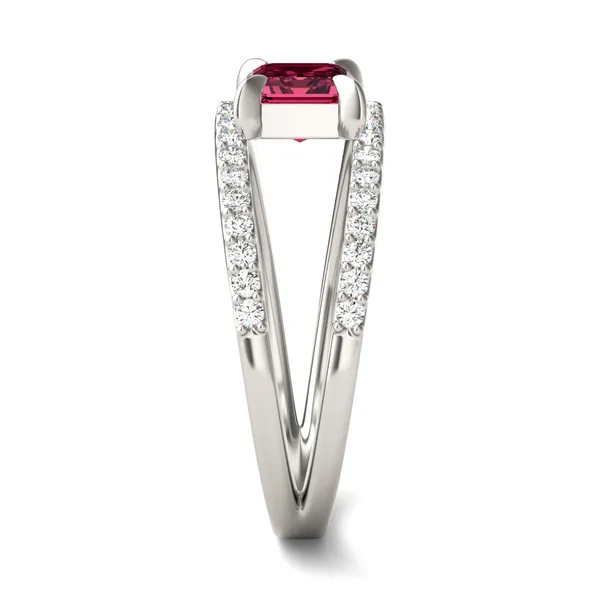 Emerald Split Shank Ruby Ring