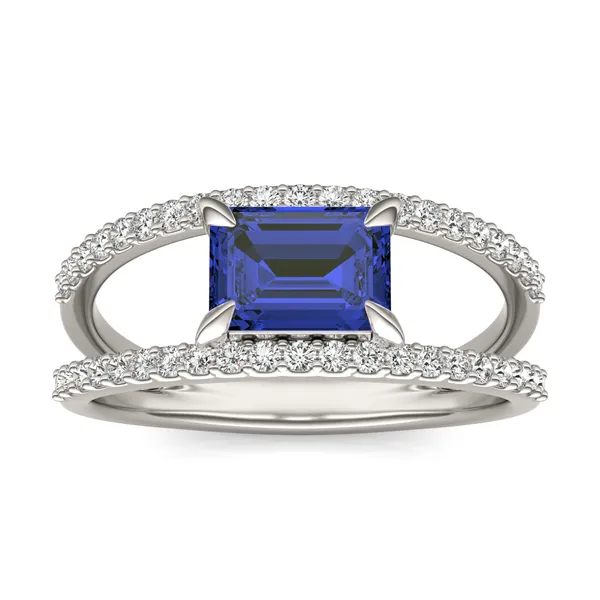 Emerald Split Shank Sapphire Ring