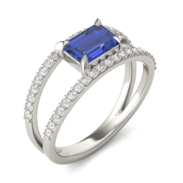 Emerald Split Shank Sapphire Ring