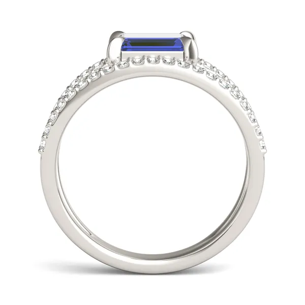 Emerald Split Shank Sapphire Ring