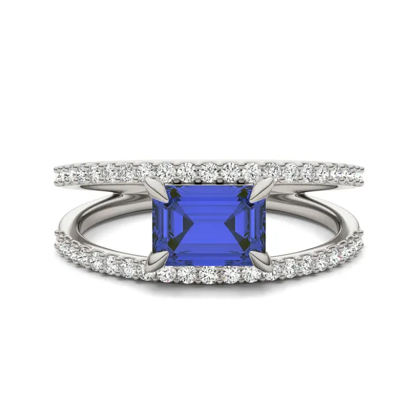 Emerald Split Shank Sapphire Ring