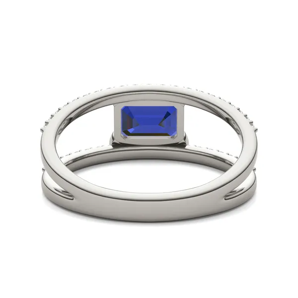 Emerald Split Shank Sapphire Ring